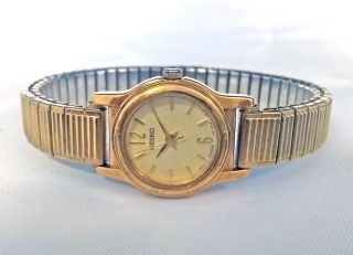 Vintage Seiko Quartz Watch Gold Tone Stretch Band 1n01 - 0gd0 20mm Womens