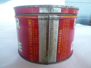 vintage Ben - Hur Coffee 1 lb keywind tin can LA San Fran California right lid 4