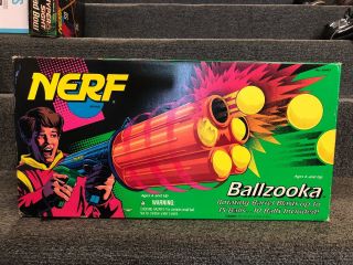 Vintage 1994 Kenner Nerf 5 Barrelled Ballzooka Pump Action Air Blaster Toy & Box