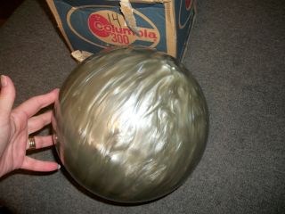 Columbia 300 White Dot Silver Bowling Ball 14.  22 lbs Undrilled Vintage 3