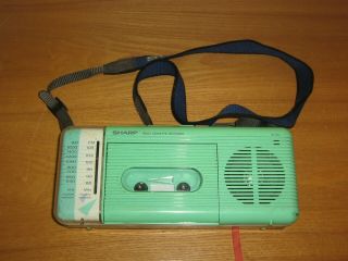Vintage Sharp Qt - 5 (gr) Radio Cassette Recorder Green