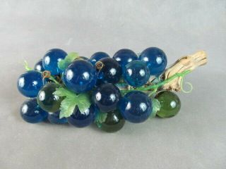 Vintage Glass Cluster Of Grapes 12 " Blue & Green