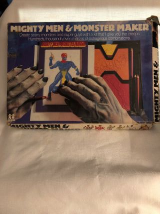 Vintage 1978 Tomy Mighty Men & Monster Maker Drawing Kit W/ Box 16 Plates 2520