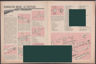 1970 Remington Model 58 Shotgun Exploded View.  Parts List.  2pg.  Assembly Article