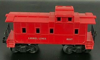 Lionel Lines Postwar 6017 O Scale Red Lighted Caboose Complete W/ Wheels Vintage