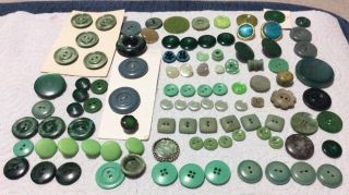 Large Quantity Of Green Vintage Buttons