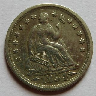 1854 - O Seated Liberty Half Dime With Arrows,  Vintage 5c Silver Coin (030816c)