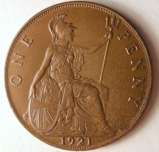 1921 Great Britain Penny - Au - - Premium Vintage Bin 3