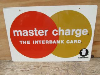 Vintage Master Charge Card The Interbank Card Metal Sign Double Sided 24 " X16 "