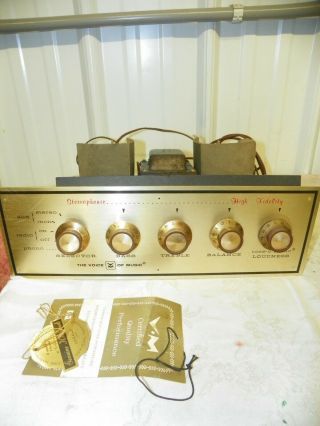 The Voice Of Music Tube Stereo Amplifier & Preamplifier Pre Amp From Console