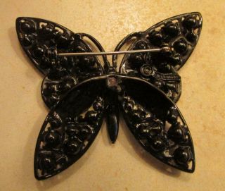 Vintage 50 ' s Butterfly Enamel Glass Crystal Rhinestone Brooch Signed Hollycraft 3
