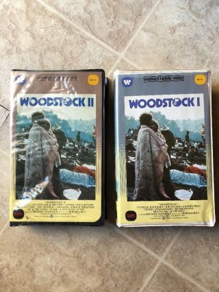 Vintage Woodstock I & Woodstock Ii Clamshell Warner Home Video Vhs Cassettes