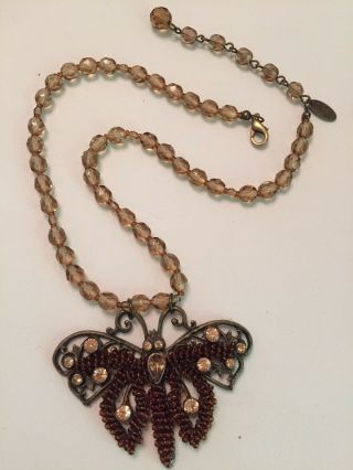 Vintage Signed Miriam Haskell Butterfly Necklace