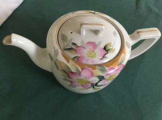 Vintage Japanese Noritake Teapot,  Hand Painted Azalea Paytern With Lid