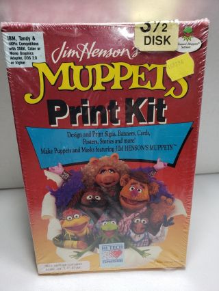 Muppets Print Kit 1989 Jim Hensons 3.  5 " Disks Ibm Tandy,  Software Hi Tech Expre