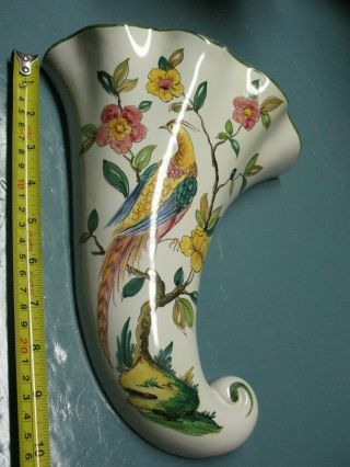 Vintage Wall Pocket Ceramic W/ Bird Of Paradise 10  Tall