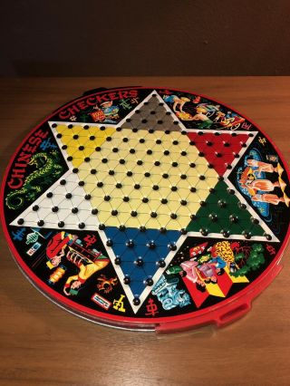 Vintage Chinese Checkers Tin Metal Pixie Game By Steven Partial