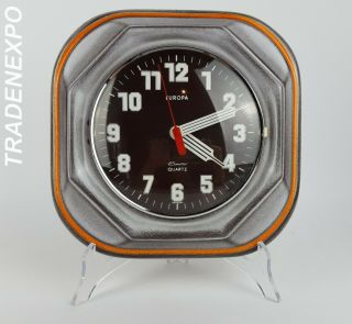 1960s Vintage Retro Europa Quartz Clock Orange/gray Fat Lava Era West Germany