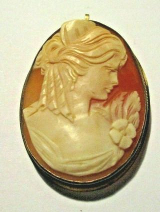 Vintage Oval Carved Cameo In Sterling Silver Converts To Pendant