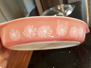 Vintage Pyrex Pink Daisy Divided Casserole Dish w/ Lid 1 1/2 Quart 6