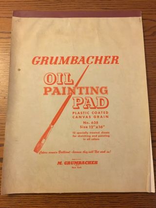 Vintage Grumbacher Oil Painting Pad - 12 " X 16 " - No.  638 - Made In Usa