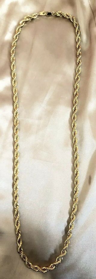 Vintage Goldtone 14k Rolled Gold Plate Rope Chain Necklace