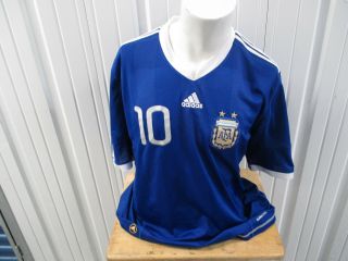 Vintage Adidas Argentina National Team Lionel Messi 10 Xl Sewn Jersey 2009 Kit