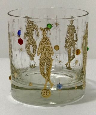 Vintage Culver Mardi Gras 22k Gold Jesters 1960s Jeweled Harlequin Mid Century 3