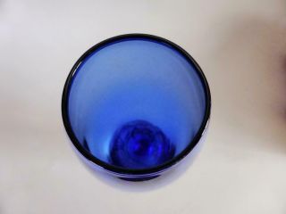 Vintage Mid Century Modern Blue Glass Vase,  1950s Decor,  Art Glass Footed Vase 2