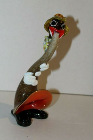Vintage 1968 Murano Art Glass Clown Trumpet Figurine Made In Italy