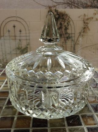 Large Vintage Mid Century American Clear Glass Lidded Candy Treat Bowl