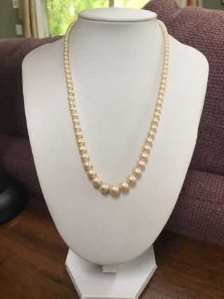 Marvella Pearl Strand Necklace Vintage Graduated 18 Inch Signed