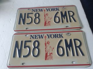 Good Vintage York State Matching Set Liberty License Plates