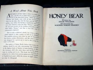 Honey Bear by Dixie Willson illus by Barney Algonquin Publishing board cover 3