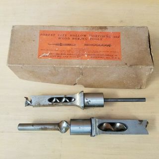 Vintage Forest City Mortising Chisel And Bit Set 3/4 And 1 In