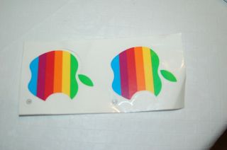 Apple Macintosh Logo Stickers Vintage Set Of 2 Rainbow Apple Computer Authentic
