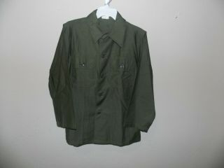 Vintage Military Button Front Long Sleeve Shirt Cotton Sateen Og - 107,  Sz 15.  5x32