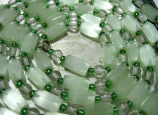 Vintage Jewellery Art Deco Venetian Green Ice Glass Bead long Necklace 3