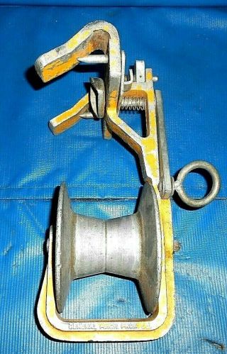 Vintage " D " Cable Block Pulley For Lineman Cable Pulling/j.  S.  Popper Inc.