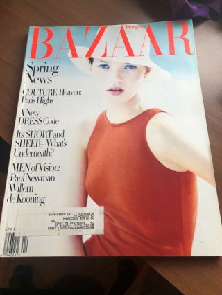 Vintage Harper ' s Bazaar April 1994 Kate Moss cover price 2