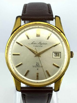 Vintage Seiko Skyliner Calendar Hand Winding Wrist Watch Band Strap Japan