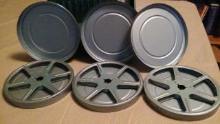 Vintage 8 Film Reels Canisters Metal Storage Case - 1950s - 1960s