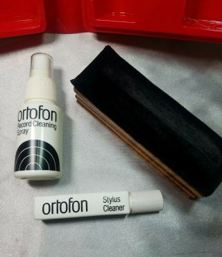 Vintage Ortofon Record Care Kit: Stylus Cleaner,  Record Cleaning Spray and Brush 2
