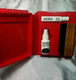 Vintage Ortofon Record Care Kit: Stylus Cleaner,  Record Cleaning Spray and Brush 3
