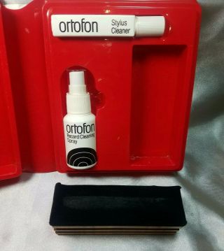 Vintage Ortofon Record Care Kit: Stylus Cleaner,  Record Cleaning Spray and Brush 5