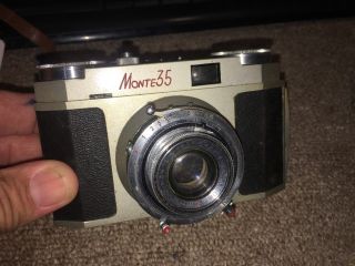 Vintage Camera Monte - 35,  Anastigmat 1:3.  5,  F=50mm W/leather Case Shinsei