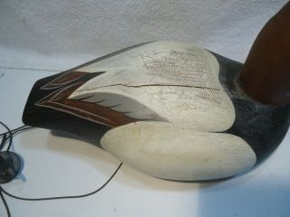 Wood Carved Duck / bird decoy w weight Hadley signed 4