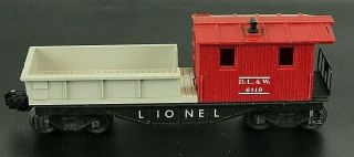 Lionel 6119 O Scale Red Cab Grey Bed Dl&w Work Caboose Complete Vintage Postwar