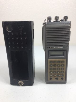 Vtg Yaesu Ft - 208r Two Way Radio W/ Slip Leather Case