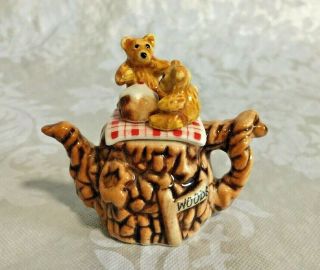 Paul Cardew Design Teapot Miniature Pottery Teddy Bear Picnic 2.  25” X 2” Vintage